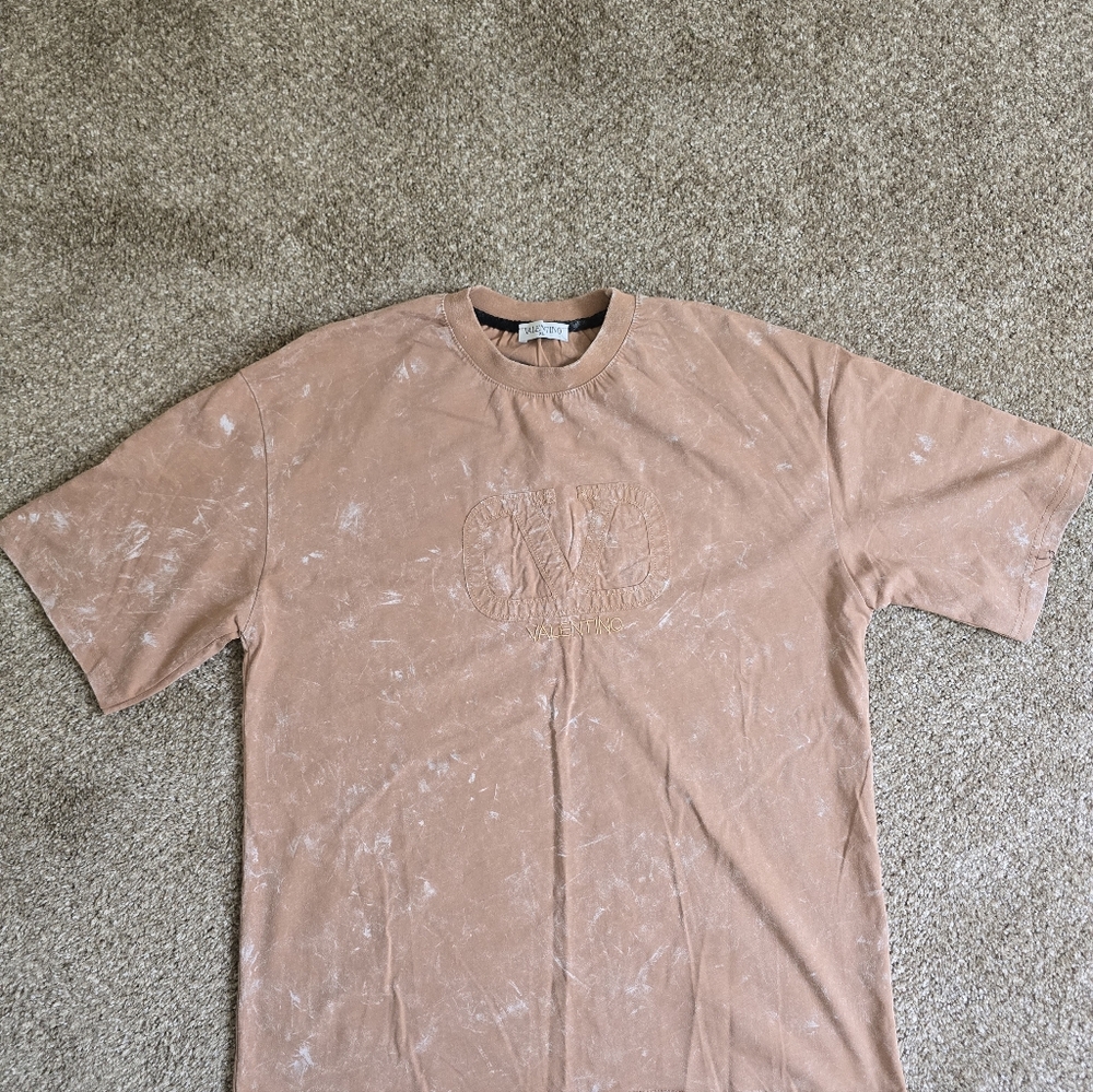 VALENTINO Acid Wash Dusty Rose Graphic Tee